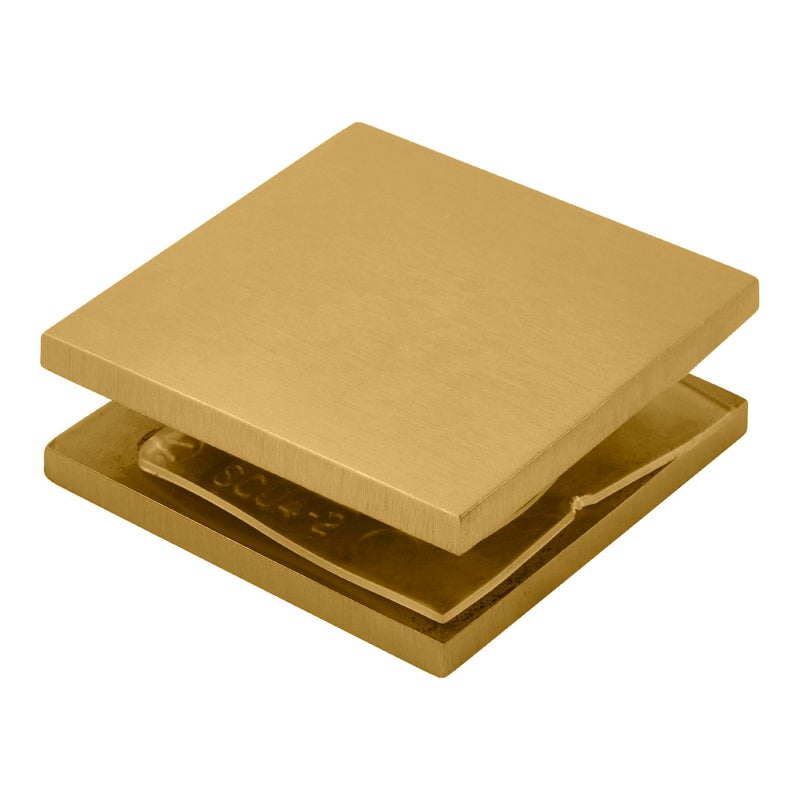 CRL SCU4SB Satin Brass Square Style Hole-in-Glass Fixed Panel U-Clamp - Image 1